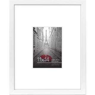 AmericanFlat 11x14 Billedramme i hvidt - Brug som 5x7 ramme med Mat eller 11x14 ramme uden mat - konstrueret træ med knust resistent glas og inkl