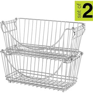 Smart designstablingskurve Arrang?r m/ h?ndtag - Medium - St?l - Til madfrugt og gr?ntsagssikkerhed - k?kken (12,63 x 5,5 tommer) [Chrome] (2 Pac