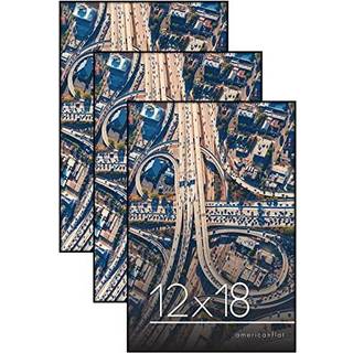 AmericanFlat Front Loading 12x18 plakatramme med knust -resistent glas - Sæt med 3 - Metropolitan Collection - Fotoramme til vægvisning - sort