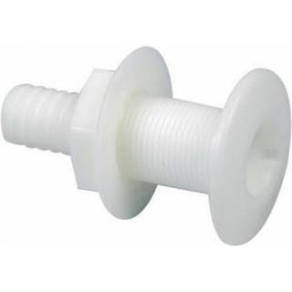 Skroggennemføring til slange TMC, PVC, lige, konveks, 1 1/4" G (BSP) til 32 mm (1 1/4") slange, hvid