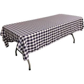 La Linen Polyester Gingham rutet 60 med 108-tommer rektangul?r duge White og Navy