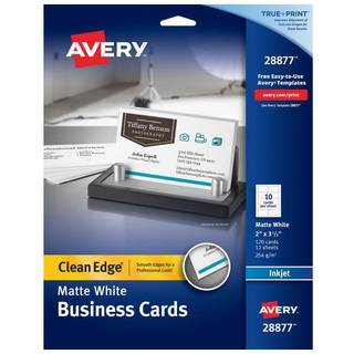 Avery Clean Edge Printable Visit Cards With Sure Feed Technology 2 """" X 3,5 """" Hvide 120 blanke kort til inkjet -printere (28877)