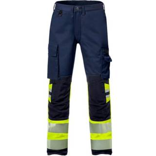 Fristads 2705 PLU Håndværkerbukser Høj synlighed gul/marineblå C54