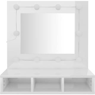 Spejlskab Med Led-Lys 60X31,5X62 Cm - Hvid højglans