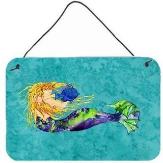 """" Caroline's Treasures 8724DS812 Blonde Havfrue på flismur eller dør hængende tryk 8 x 12 """" ""Multicolor"" ""