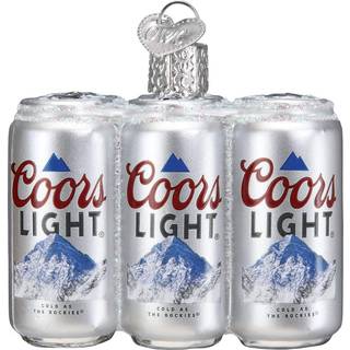 Old World Christmas Coors Light Six Pack Glass Blæst Ornament til juletræ