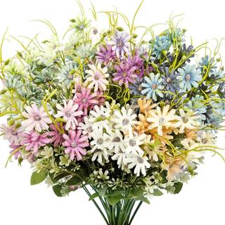 Guagb 6pcs Kunstig daisy silkeblomst udend?rs UV -resistent falske vildflowers faux gr?nne buske plastplanter arrangementer til hjemme indend?rs