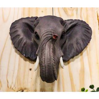Ebros Safari African Bush Elephant med bagagerum op væg bust skulptur 9 """" Tall Majestic Noble Elefants hængende vægdekor