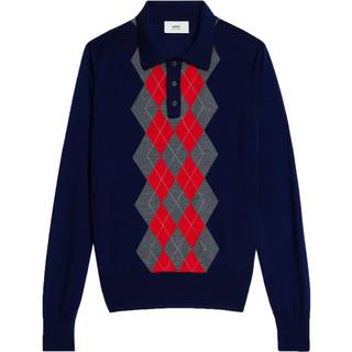 Ami Paris Argyle wool sweater - blue - EU 46