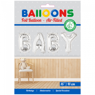 Folieballon BABY sølv, 41 cm