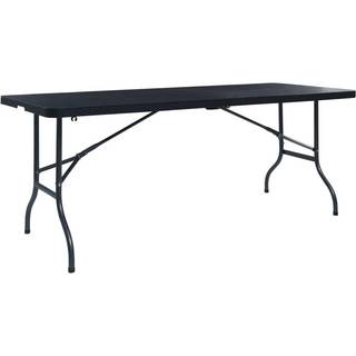 foldbart havebord 180x75x72 cm HDPE imiteret rattan sort