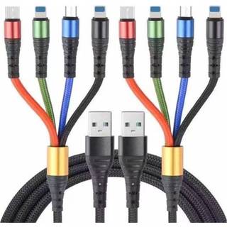 4-i-1 Ladekabel USB-C med Micro-USB,  USB-C og 2 Lightning-udtag