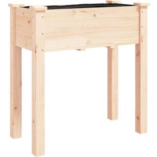 Plantekasse Med Foring Massivt Fyrretræ - Naturfarvet / 71 x 37 x 76 cm