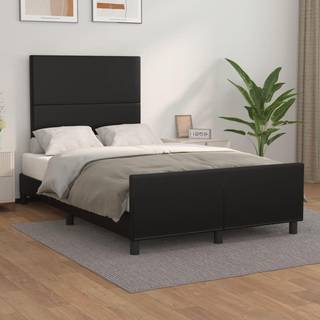 sengeramme med sengegavl 120x200 cm kunstlæder sort