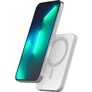 Epico 20W Aluminium Trådløs Magnetisk Powerbank 5.000 mAh m. USB-C Kabel - MagSafe Kompatibel - Sølv