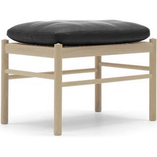 Carl Hansen - OW149F - Colonial Footstool, Vitoljad Ek, Lädergrupp B Thor - 301 - Fodskamler - Ole Wanscher - Sort - Læder/Træ