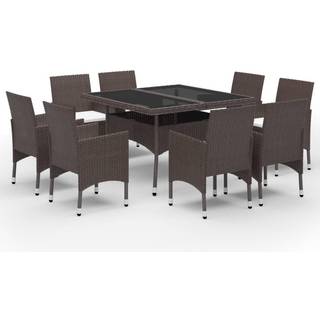 Spisebordssæt Til Haven 3 Dele Polyrattan Og Glas - 8 / Brun