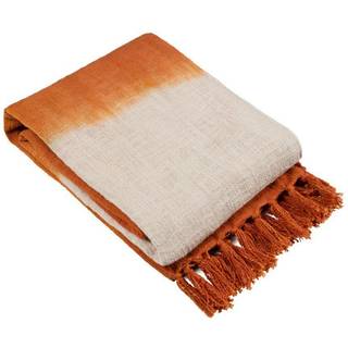 Furn furn. Amber Orange Mizu Dip Dye 100% Cotton Slub Fringed Throw