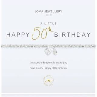 Joma A Little Happy 50th Birthday Bracelet - Adjustable - Silver