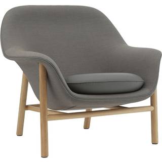 Normann Copenhagen Drape Lounge Chair Low Grey Steel Lænestol Skum Fremstillet Af Fremstillet Af Læder Ramme i Egetræ - Lænestole Tekstil Grå - 607012