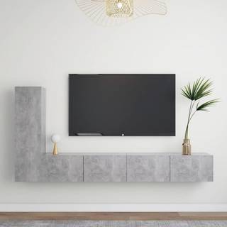 tv-møbel 3 dele konstrueret træ betongrå
