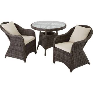 Polyrattan havestole med bord - grå