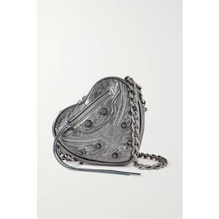 Balenciaga Le Cagole Heart Mini leather crossbody bag - silver - One Size