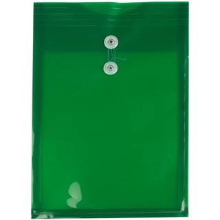 Jampapirplastkonvolutter med knap og streng slips lukning - lovlig ?ben ende - 9 3/4 x 14 1/2 - gr?n - 12/pakke