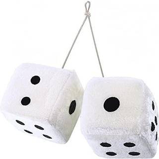 Zone Tech Pair sort og hvidt spejl fuzzy terninger - 3 par sort og hvid plys bil dekorativt h?ngende spejl fuzzy terninger par
