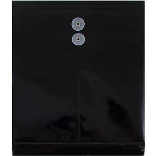 Jampapirplastkonvolutter med knap og streng slips Lukning - Brev ?ben ende - 9 3/4 x 11 3/4 - sort - 12/pakke