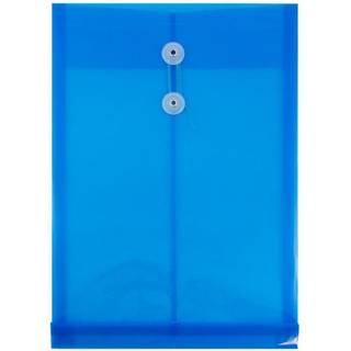 Jampapirplastkonvolutter med knap og streng slips Lukning - Legal ?ben ende - 9 3/4 x 14 1/2 - Bl? - 12/pakke