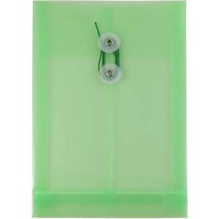 Jampapirplastkonvolutter med lukning af knap og strengbinding - 6 1/4 x 9 1/4 - Grøn - 12/pakke