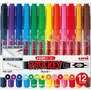Mitsubishi Pencil PM120T12CN Prokey Twin Water-Based Pen Ekstra fine 12 farver