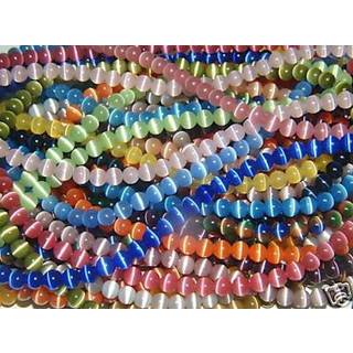 10 tr?de af 8 mm perler katte ?jeperler millefiori tigers ?je perle howlite facetteret glas (katte ?jenperler 8 mm - 10 tr?de)