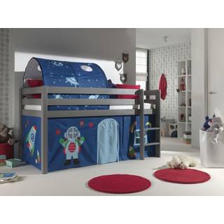 Halvhøj seng med forhæng og tunnel – Pino, grå, Astro