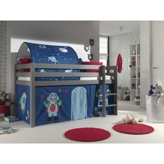 Halvhøj seng med forhæng og tunnel – Pino, grå, Astro