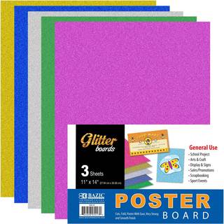 Bazic Poster Board Glitter Color 11 """" X 14 """" Sparkende farvet plakatpladepapir til jul Bryllups fødselsdagsfartøjsprojekt (3/pakke) 3-pakker