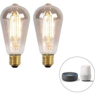 Sæt med 2 smarte E27 LED-lamper ST64 røg 7W 400 lm 1800K