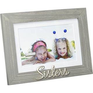 Malden International Designs 4x6 eller 5x7 Sisters Distressed Expressions Picture Frame Silver Finish Sisters Word Tilbøjning Grå tekstureret Træ