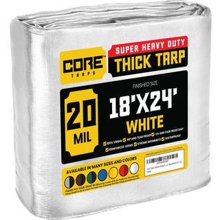 Core Tarps Extreme Heavy Duty 20 Mil Tarp Dæk Vandtæt UV -resistent Rip and Tear Proof Poly Tarpaulin med forstærkede kanter til tagcamping Patio