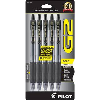 Pilot G2 Premium Gel Roller Pens Bold 1 mm pakke med 5 sort