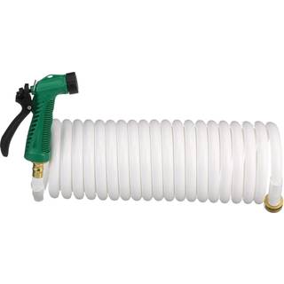 SEACHOURE COILED WASHDOWN SLANGE m/ sprayer og messingfittings 25 ft. Hvid