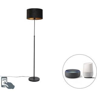 Smart gulvlampe sort med sort fløjlsskærm 35 cm inkl. Wifi A60 - Parte