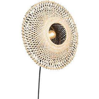 Oriental væglampe bambus 35 cm med stik - Rina