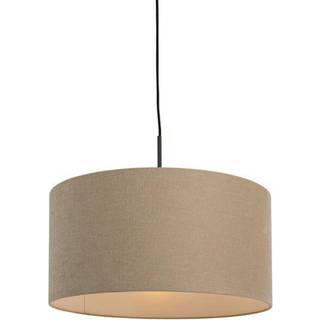 Rustik pendellampe sort med beige skærm 50 cm - Combi