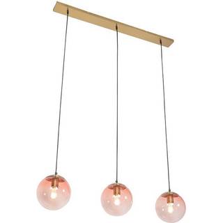 Art Deco hængende lampe messing med lyserødt glas 3-lys - Pallon Mezzi