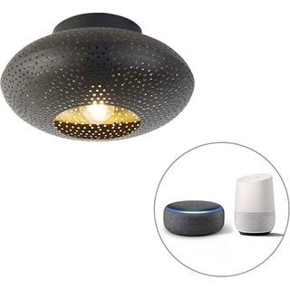 Smart loftslampe sort med guld 25 cm inkl. Wifi P45 - Radiance