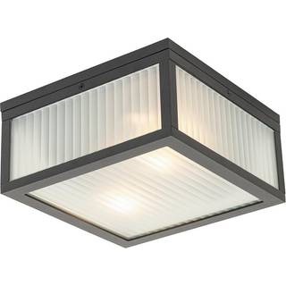Udendørs loftslampe sort med rillet glas 2-lys IP44 - Charlois