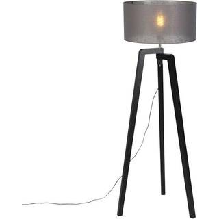 Gulvlampe Tripod sort træ med grå skærm 50 cm - Puros