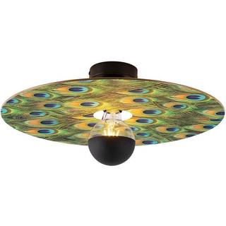 Loftslampe sort flad skærm påfugl design 45 cm - Combi